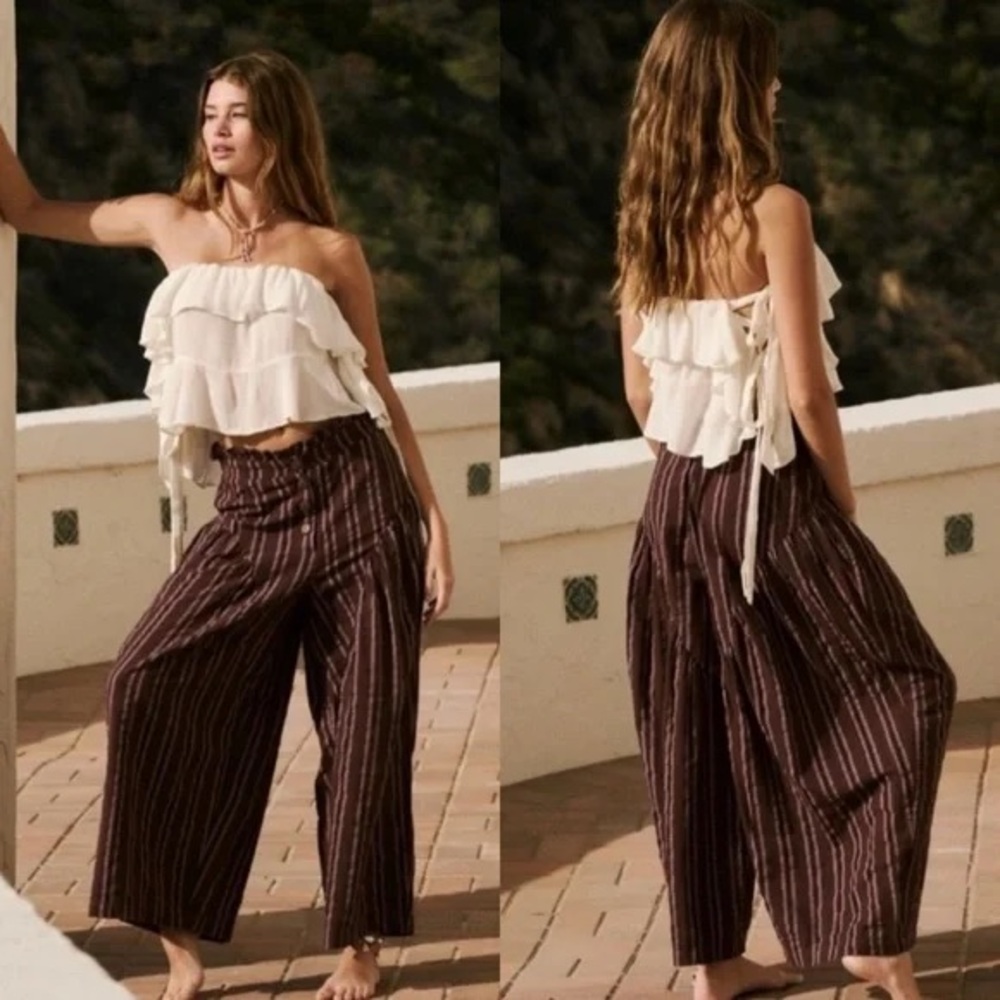 Free People Poppy Striped Wide Leg Pants